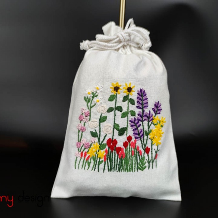  Dried flower bag large size embroidered with wildflowers